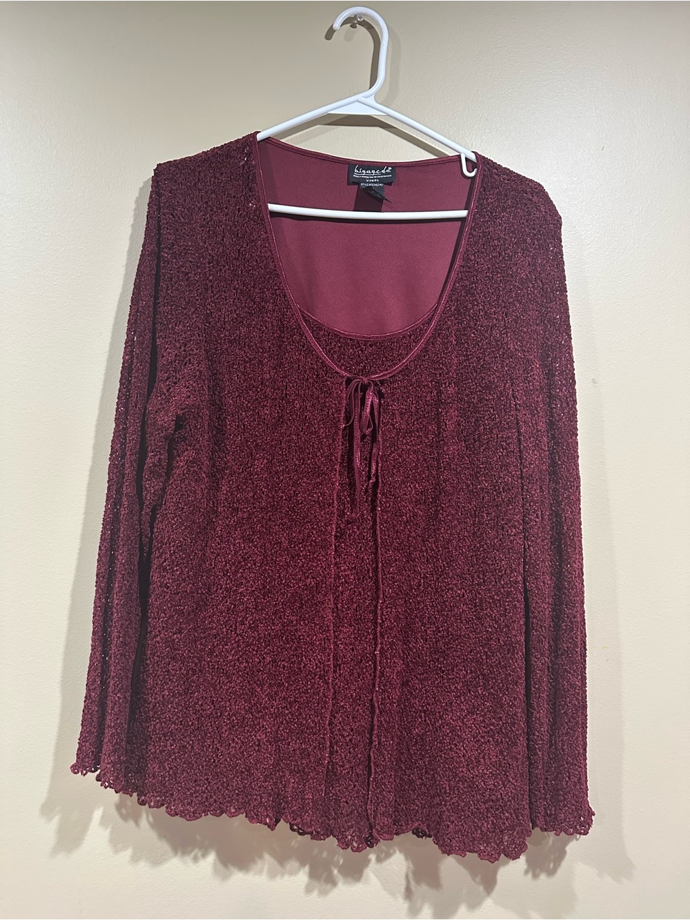 Soft Knit Burgundy Cardigan with Tie Front - Lane Bryant